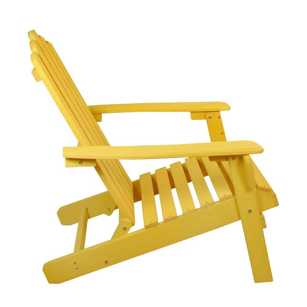 Yellow Climate Resistant Wooden Folding Adirondack Chair