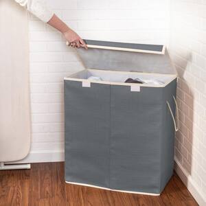 Grey Collapsible Resin Hamper with Two Compartments