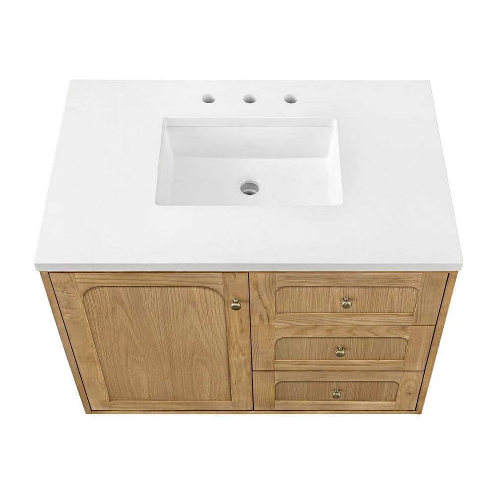 Laurent 36'' Light Natural Oak Single Vanity with Quartz Top