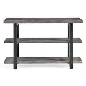 Pomona 48 in. Slate Gray/Black Standard Rectangle Wood Console Table with Storage