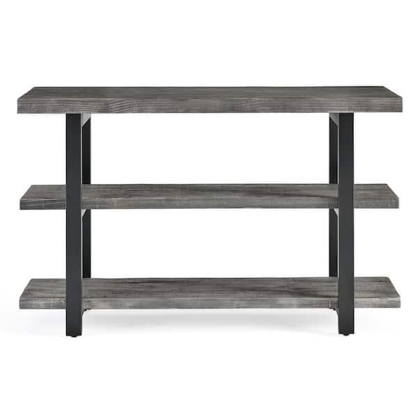 Alaterre Furniture Pomona 48 in. Slate Gray/Black Standard Rectangle Wood Console Table with Storage