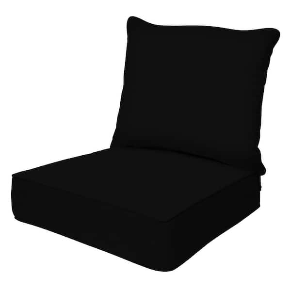 Honeycomb Outdoor Deep Seating Lounge Chair Cushion Sunbrella Canvas Black