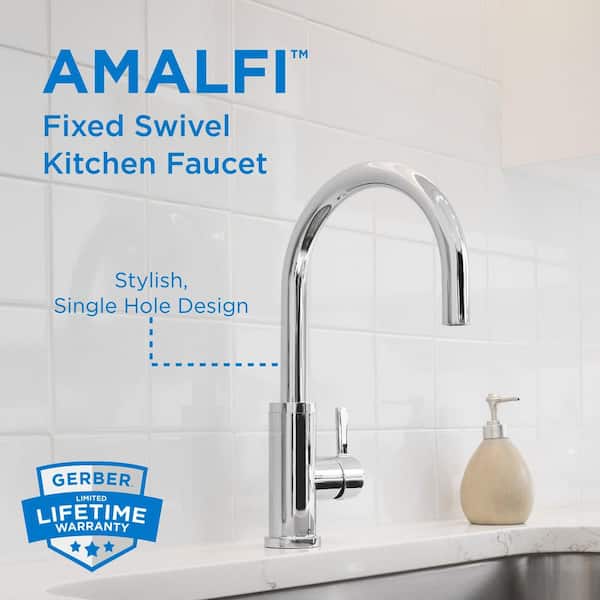 Amalfi Single Handle Deck Mount Standard Kitchen Faucet in Chrome