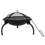 22 in. W x 15.7 in. H Outdoor Metal Wood Burning Fire Pit Table in Black