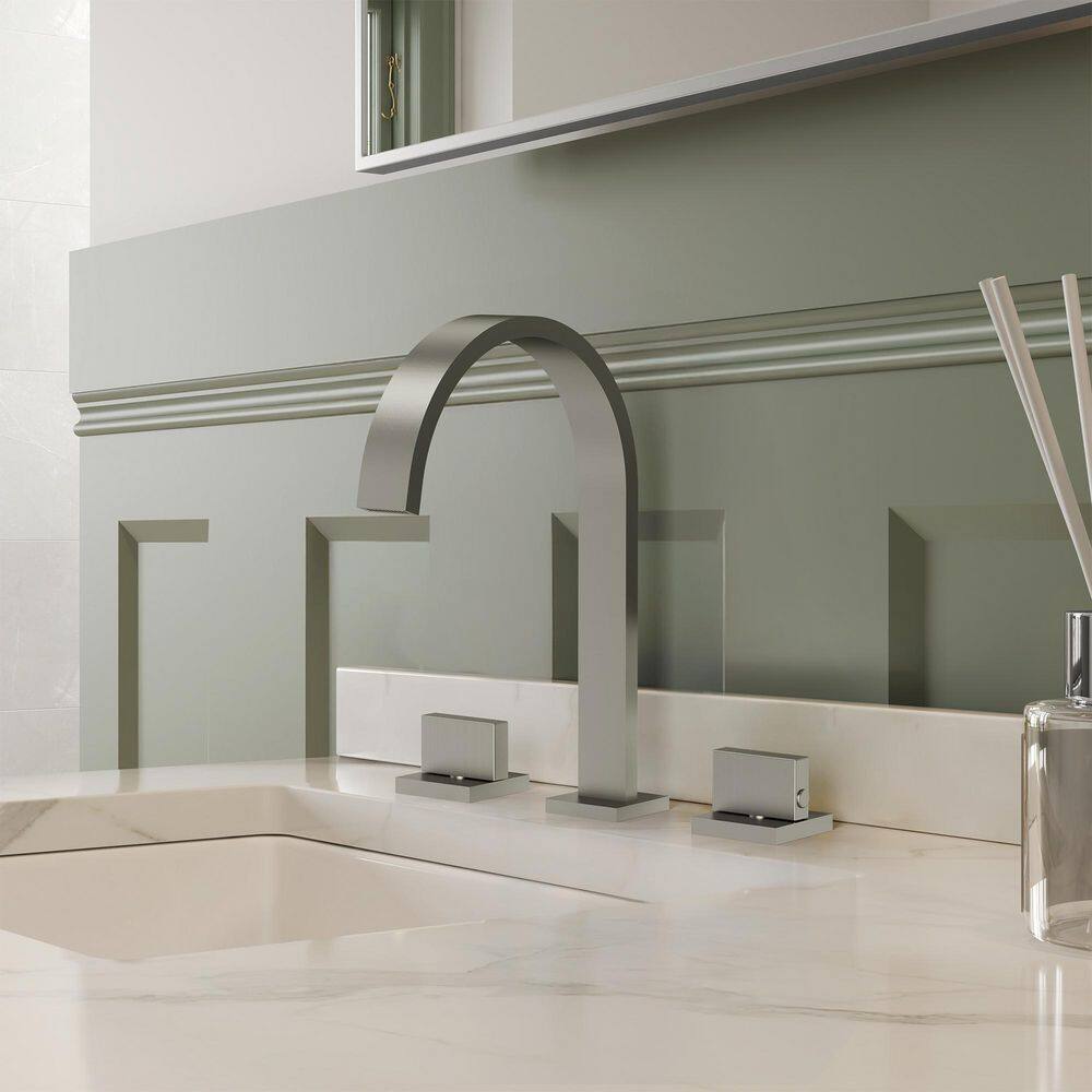 Waterfall High-Arc 3-Hole 8 in. Widespread Double Handle Bathroom Faucet in Brushed Nickel Pop-Up Drain Included price history on PriceWatchPro