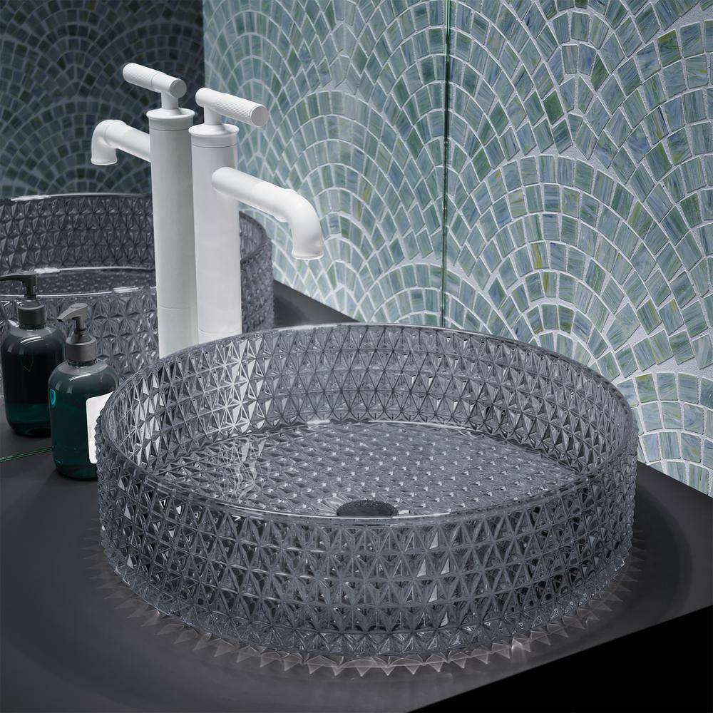 Caché 15.75" Round Black Textured Glass Vessel Sink