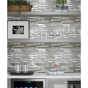 Waterfall Gray 11.8 in. x 11.8 in. Polished and Honed Linear Glass Mosaic Tile (4.83 sq. ft./Case)