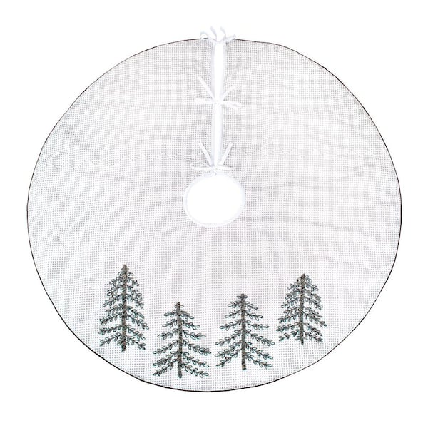 52 in. HGTV Home Collection Embroidered Evergreens Tree Skirt