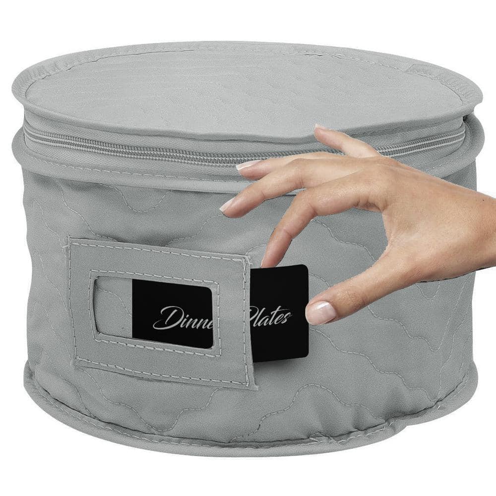 Gray Quilted 5-Piece Dinnerware Storage Set for 12