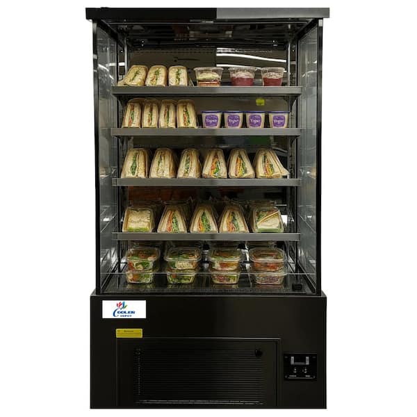40 in. W 15 cu. ft. commercial Air Curtain open case cooler Merchandiser refrigerator in Black