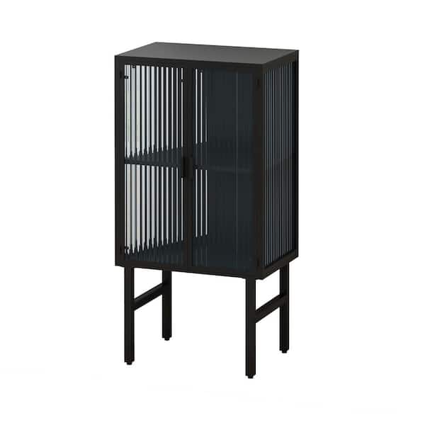 23.6 in. W x 15.75 in. D x 46 in. H Black Metal Linen with