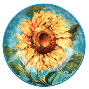 Golden Sunflowers 122.7 fl. oz. Multi-Colored Earthenware Serving Bowl
