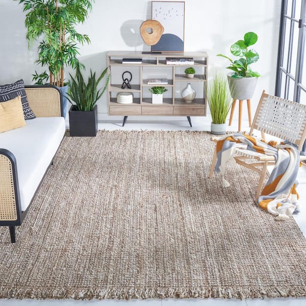 Natural Fiber Gray/Beige 8 ft. x 10 ft. Woven Thread Area Rug