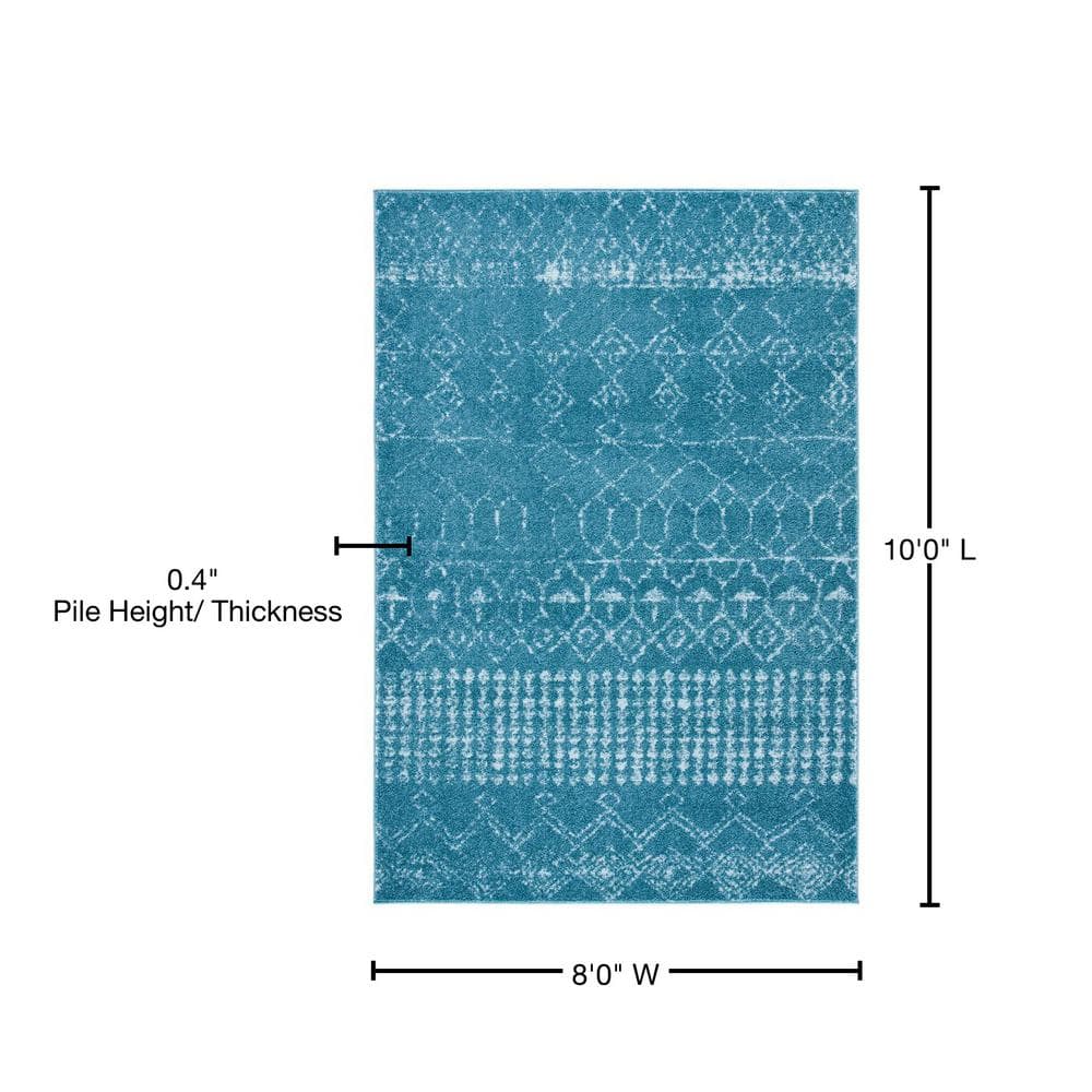 Reversible Turquoise/Blue Synthetic 8' x 10' Hand-knotted Area Rug
