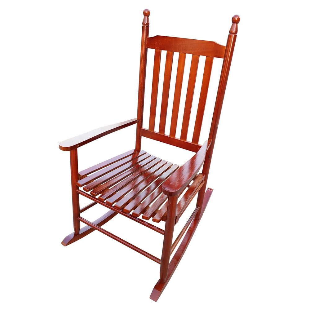 Brown Wooden Porch Rocking Chair with Armrests