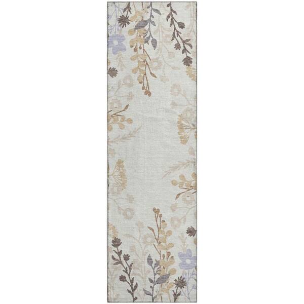 Mayfield Premium Machine Washable Abstract AMF2334 Ivory 2 ft. x 7 ft. Runner Rug