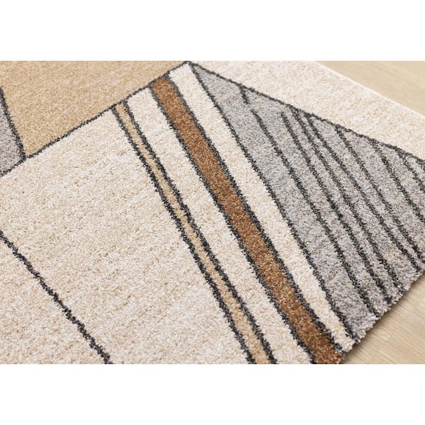 Sereni Collections 8 ft. x 11 ft. White Geometric, Stripes Indoor Area Rug