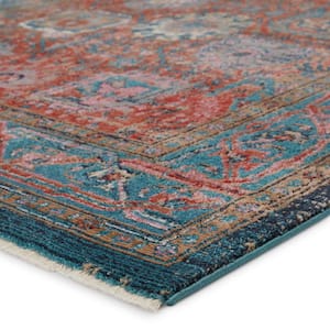 Romilly Rust/Teal 9 ft. 6 in. x 12 ft. 7 in. Oriental Area Rug
