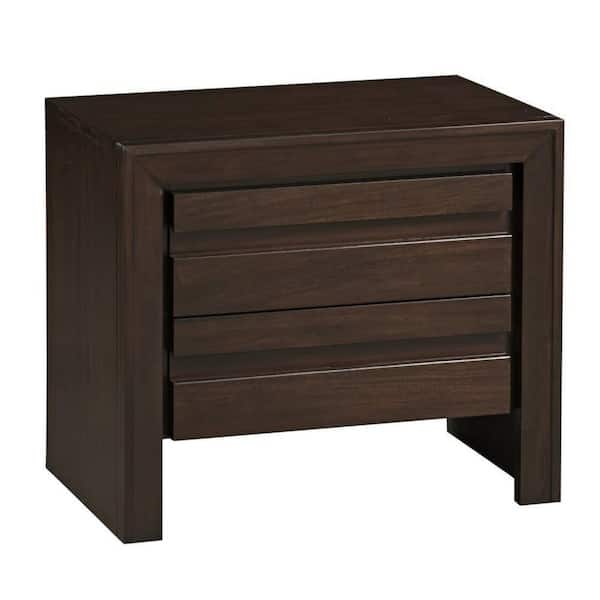 Benjara 26 in. 2-Drawer Brown Wooden Nightstand