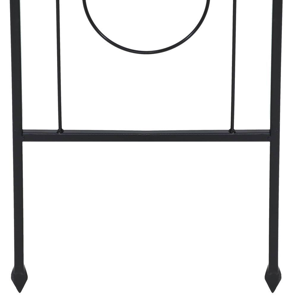 Black Steel Arched Garden Trellis with Flowerpot Supports, Set of 2