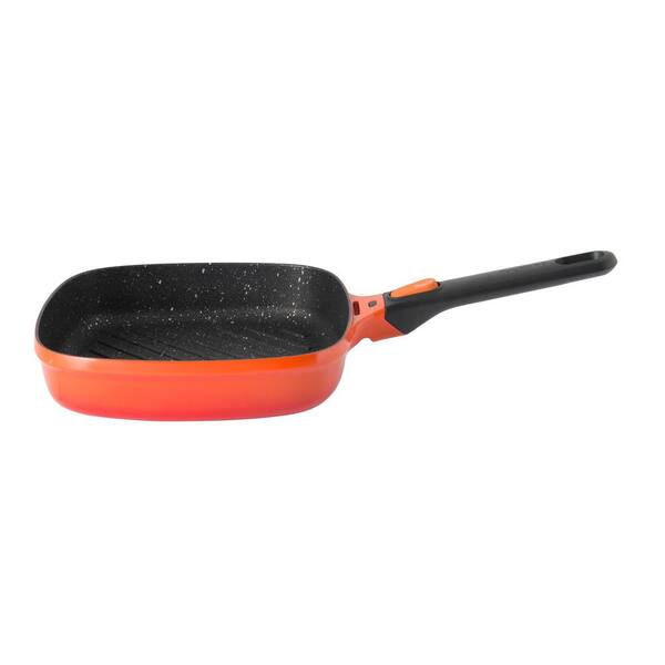 BergHOFF GEM Stay Cool 10 in. Cast Aluminum Nonstick Grill Pan in Orange