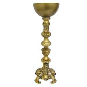 19.75 in. Gold Metal Royal Antique Vintage Bowl Table Flower Vase Decorative Centerpiece