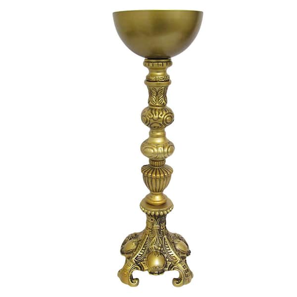 19.75 in. Gold Metal Royal Antique Vintage Bowl Table Flower Vase Decorative Centerpiece