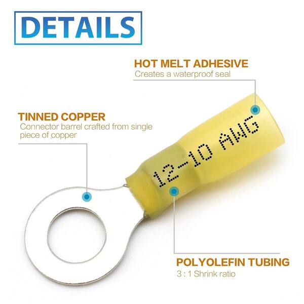Heat Shrink Wire Connectors Kit - 10-100x Waterproof Butt Splices For 10-24 AWG Wires