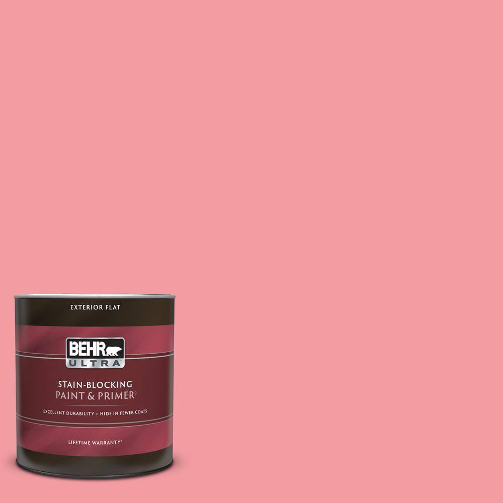 BEHR ULTRA 1 qt. 140B4 Island Coral Flat Exterior Paint & Primer