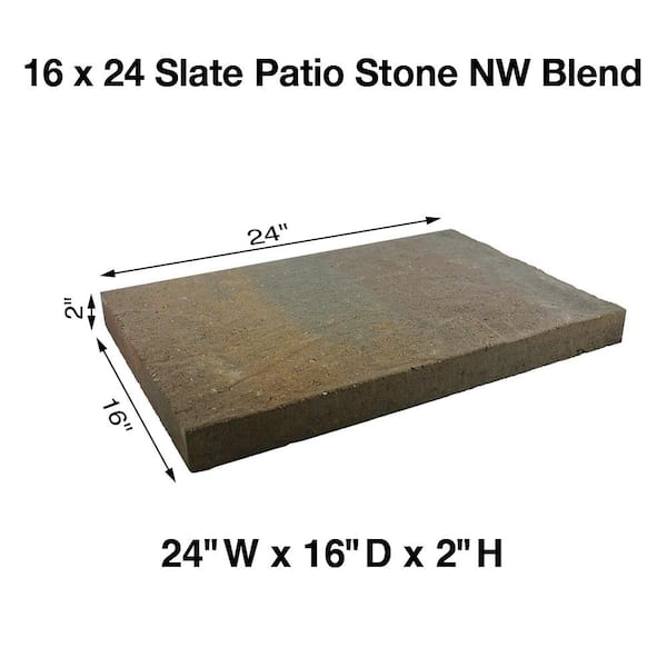 16 In X 24 Slate Concrete Patio, 24 Patio Stone Weight