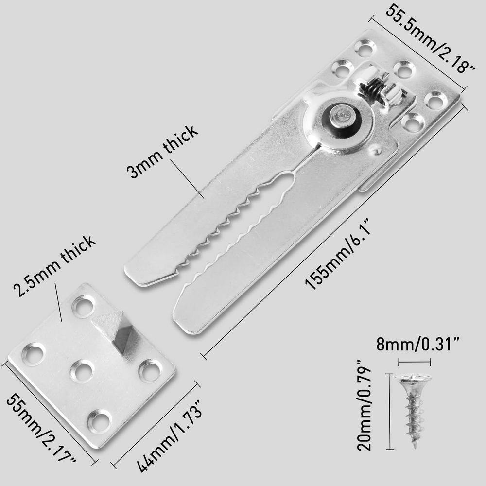 Dimensioned view of the metal couch connector piece with measurements.