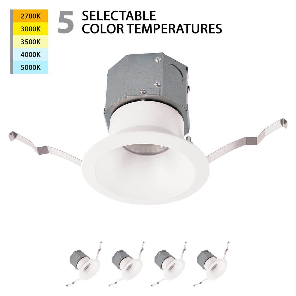 Pop-In 4 in. Round Adjustable CCT Remodel IC Rated Indoor/Outdoor Integrated LED Recessed Light Trim (4-Pack) price history on PriceWatchPro