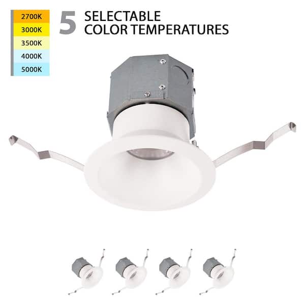 Pop-In 4 in. Round Adjustable CCT Remodel IC Rated Indoor/Outdoor Integrated LED Recessed Light Trim (4-Pack)