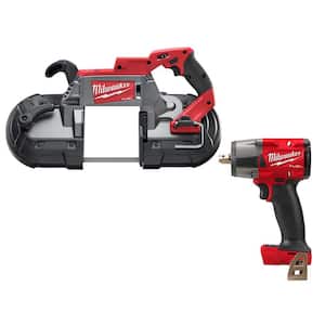 M18 FUEL 18V Lithium-Ion Brushless Cordless Deep Cut Band Saw (Tool-Only) w/Mid Torque 1/2 in. Impact Wrench