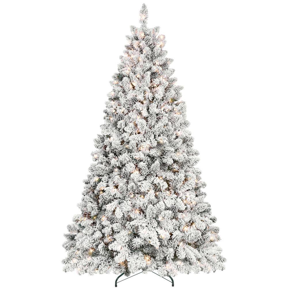 Outdoor Indoor Christmas Twig 90in. H x 57in. W Decorative Snow-Flocked Chr