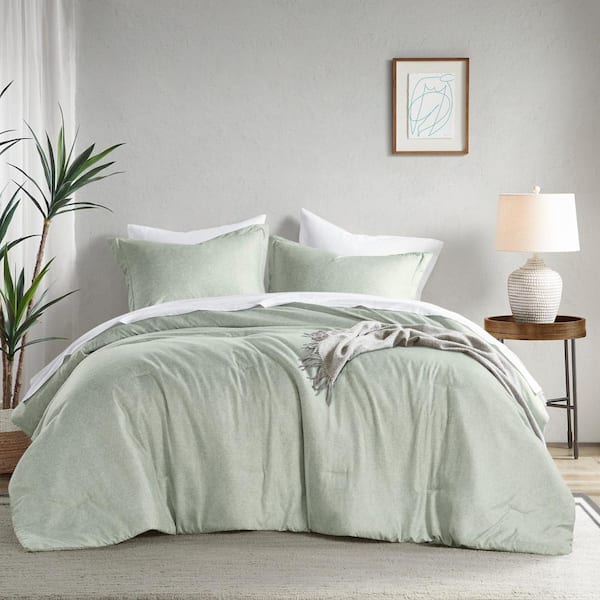 510 Design Camden 2-Piece Sage Green Microfiber Twin/Twin XL Chambray Print Solid Comforter Set