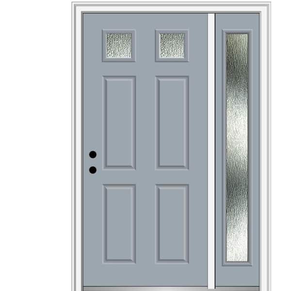 MMI Door 50 in. x 80 in. Right-Hand Inswing Rain Glass Storm Cloud Fiberglass Prehung Front Door on 4-9/16 in. Frame