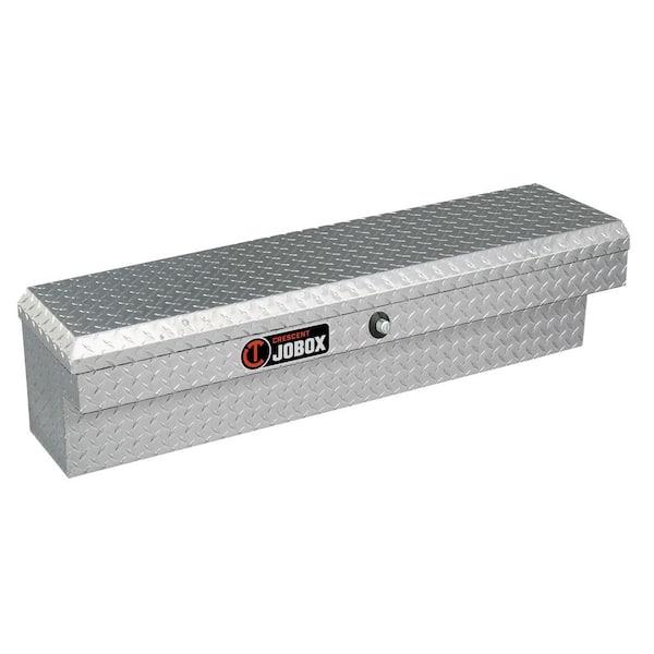 Jobox 58-1/2 in. Long Lid Diamond Plate Black Aluminum Inner Side Mount Truck Box with Gear-Lock Latch