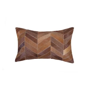 Josephine Brown Striped 12 in. x 20 in. Cowhide Throw Pillow