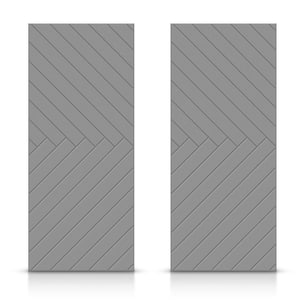 84 in. x 84 in. Hollow Core Light Gray Painted Composite MDF Interior Double Closet Sliding Doors