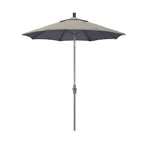 7.5 ft. Grey Aluminum Market Collar Tilt Crank Lift Patio Umbrella in Spectrum Dove Sunbrella