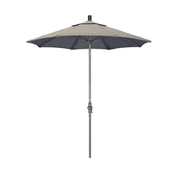 California Umbrella 7.5 ft. Grey Aluminum Market Collar Tilt Crank Lift Patio Umbrella in Spectrum Dove Sunbrella
