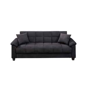 Ebony Gray Microfiber Adjustable Sofa with 2-Pillow