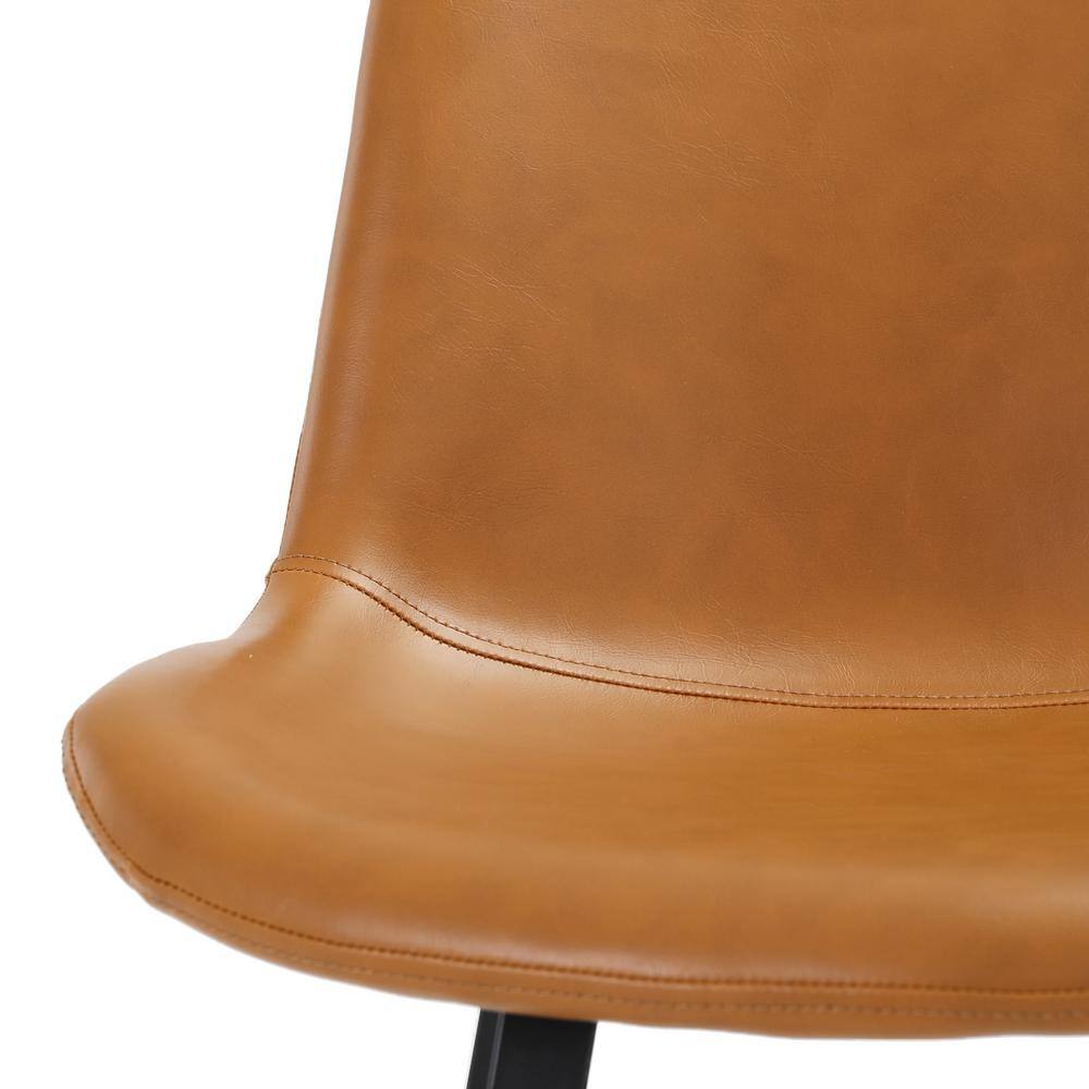 Whiskey Brown Faux Leather Counter Stools with Metal Legs, Set of 4