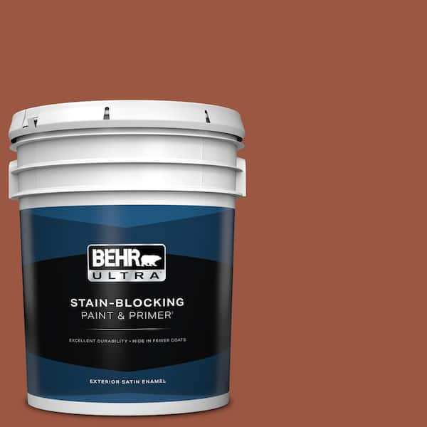 BEHR ULTRA 5 gal. #210D-7 Firebrick Satin Enamel Exterior Paint & Primer