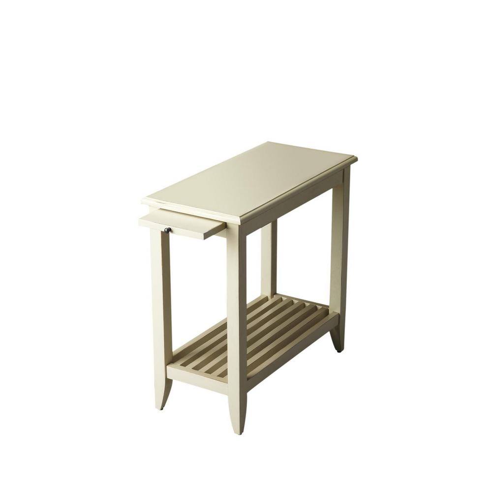 12 in. White Rectangle MDF End Table