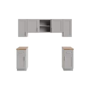 Richmond Vesuvius Gray Plywood Shaker Ready to Assemble Base Kitchen Cabinet Laundry Room 90 in W x 24 in D x 90 in H