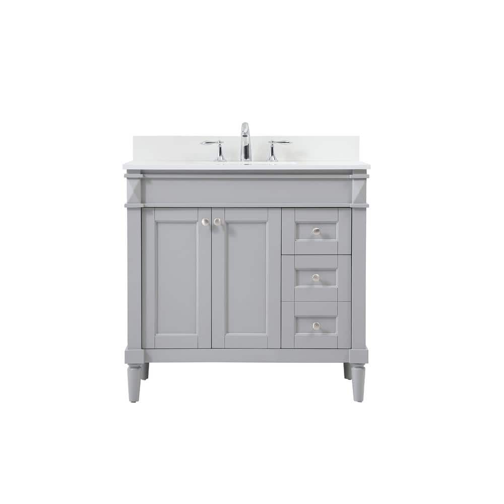 Simply Living 36 in. W x 21 in. D x 35 in. H Bath Vanity in Grey with Ivory