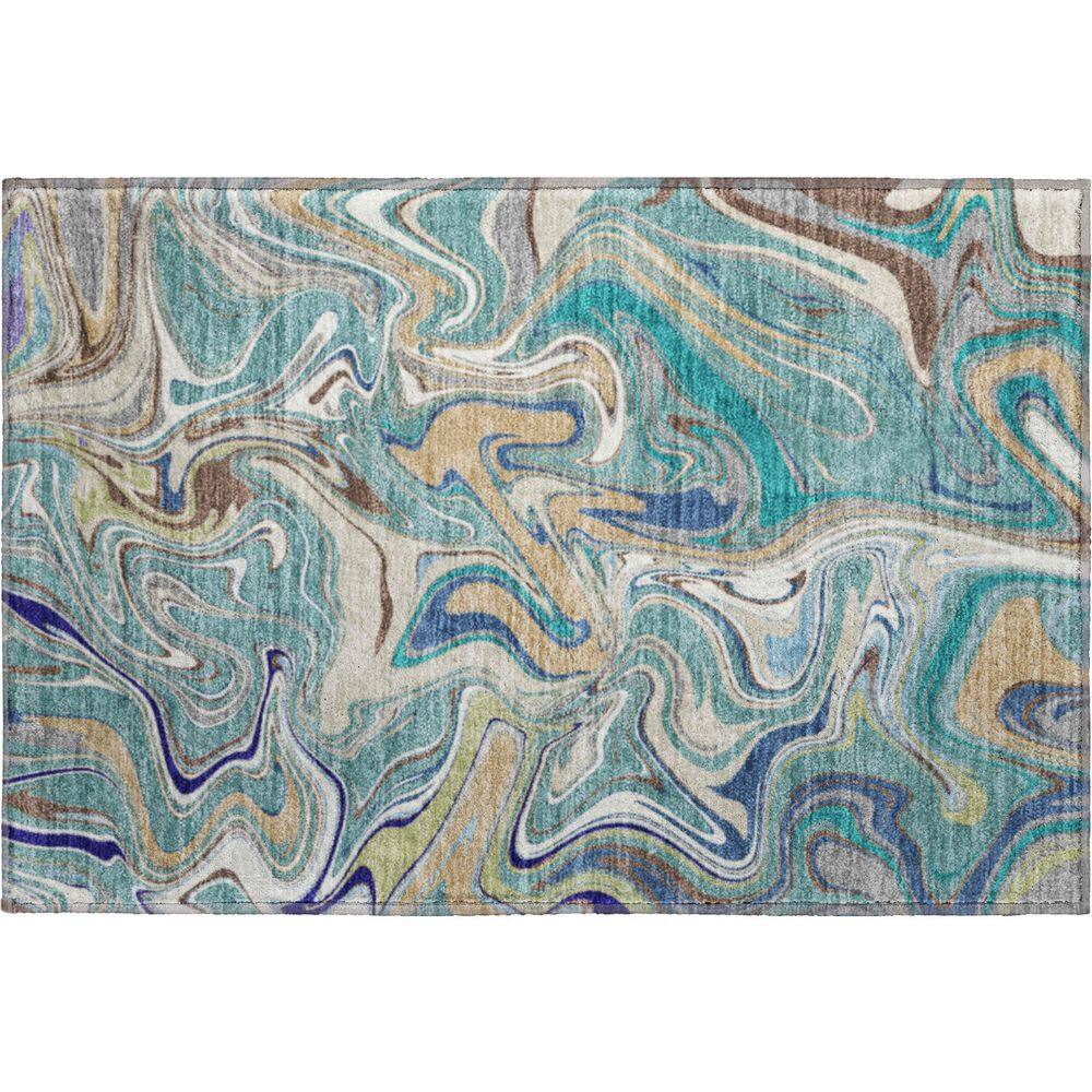 Mayfield Premium Machine Washable Abstract AMF2395 Teal 2 ft. x 3 ft. Accent Rug price history on PriceWatchPro