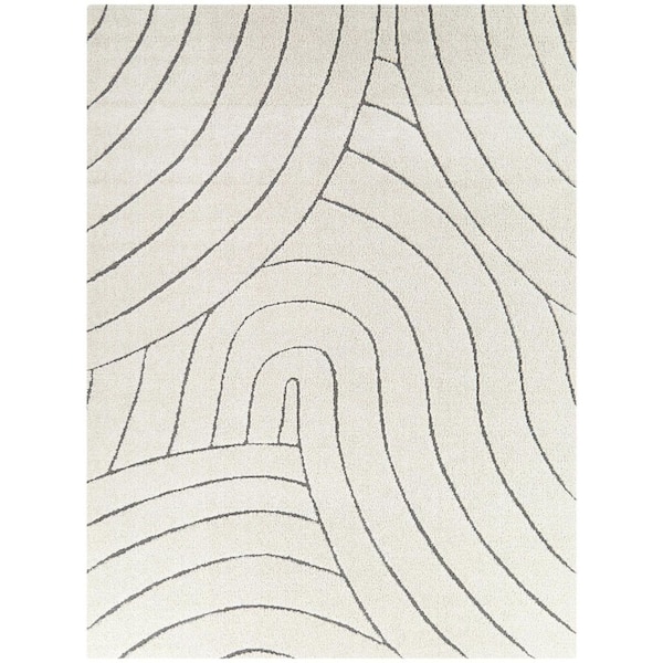 Kipling Cream 7 ft. 10 in. x 10 ft. Abstract Area Rug